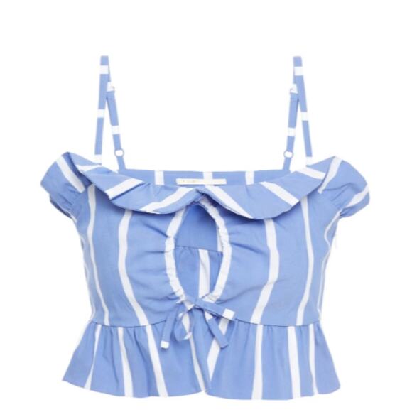 MAJE Lesley cropped striped poplin top - Picture 4 of 6